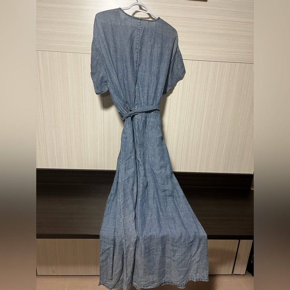 Wash Lab Denim BoHo Cowgirl Short Sleeve Maxi Dress size L - Picture 9 of 14